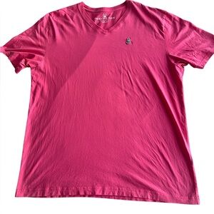Psycho Bunny Men's T-Shirt Size 9/XXXL Pink V-Neck‎ Embroidered Logo 100% Cotton